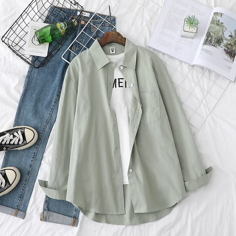 Solid Shirts Womens Blouses Lady White Tops Long Sleeve Female Clothes Outwear Office Wear Spring Autumn News