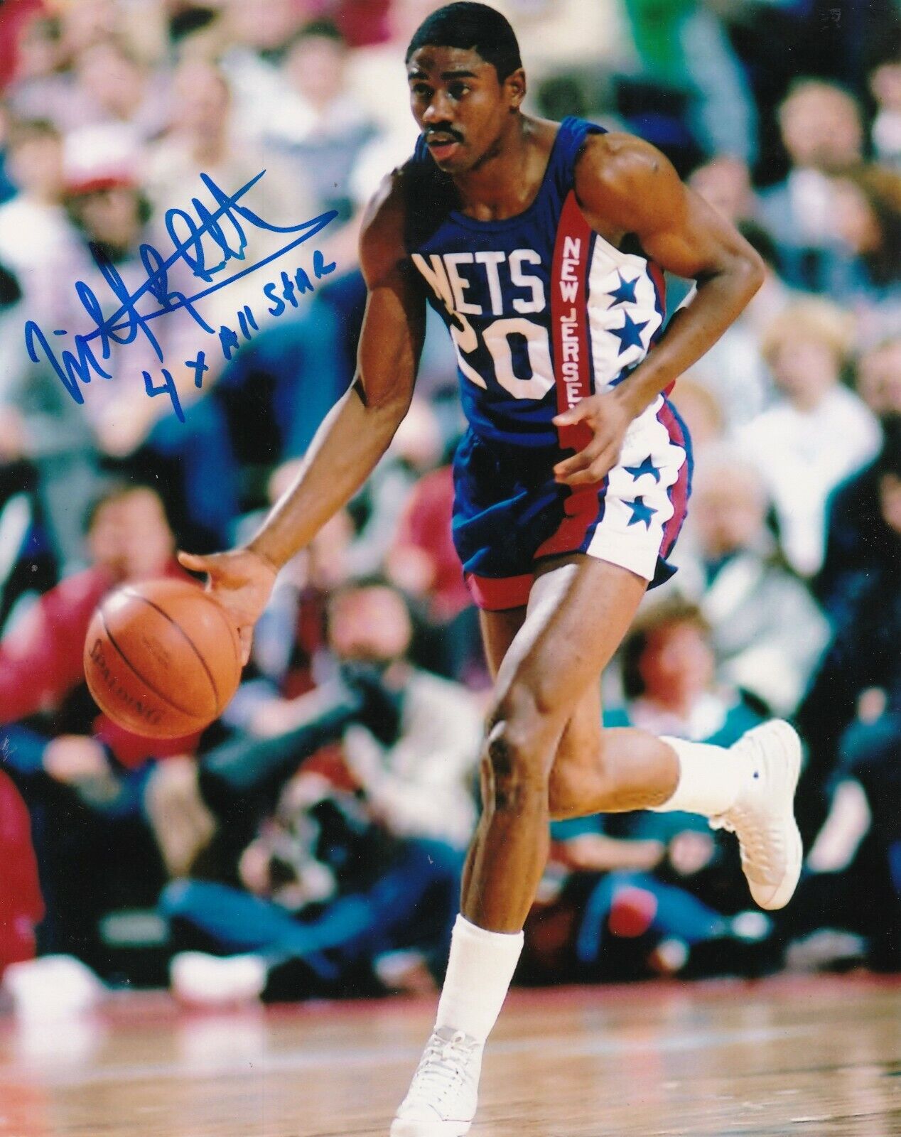 MICHAEL RAY RICHARDSON NEW JERSEY NETS 4 X ALL STAR ACTION SIGNED 8X10