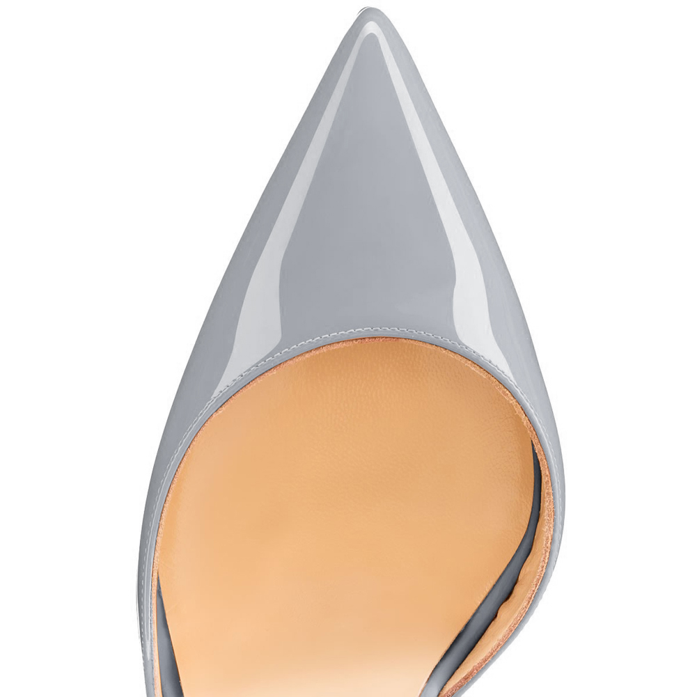 120mm Women's Classic Closed Pointed Toe Bridal Wedding Party Pumps Grey Patent-vocosishoes