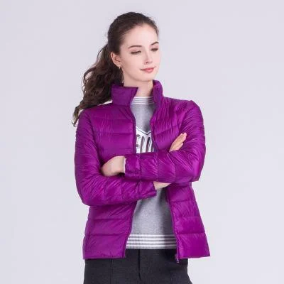 Ftlzz New Autumn Winter Women Ultra Light White Duck Down Jackets Candy Color Slim Short Design Warm Down Coats
