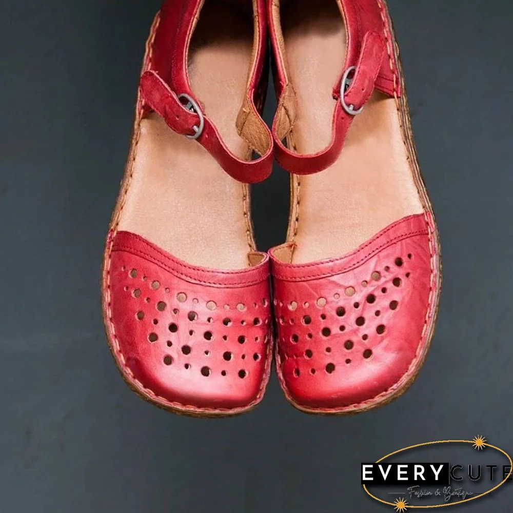 Women Summer Ladies Round Toe Hollow-Out Sandals