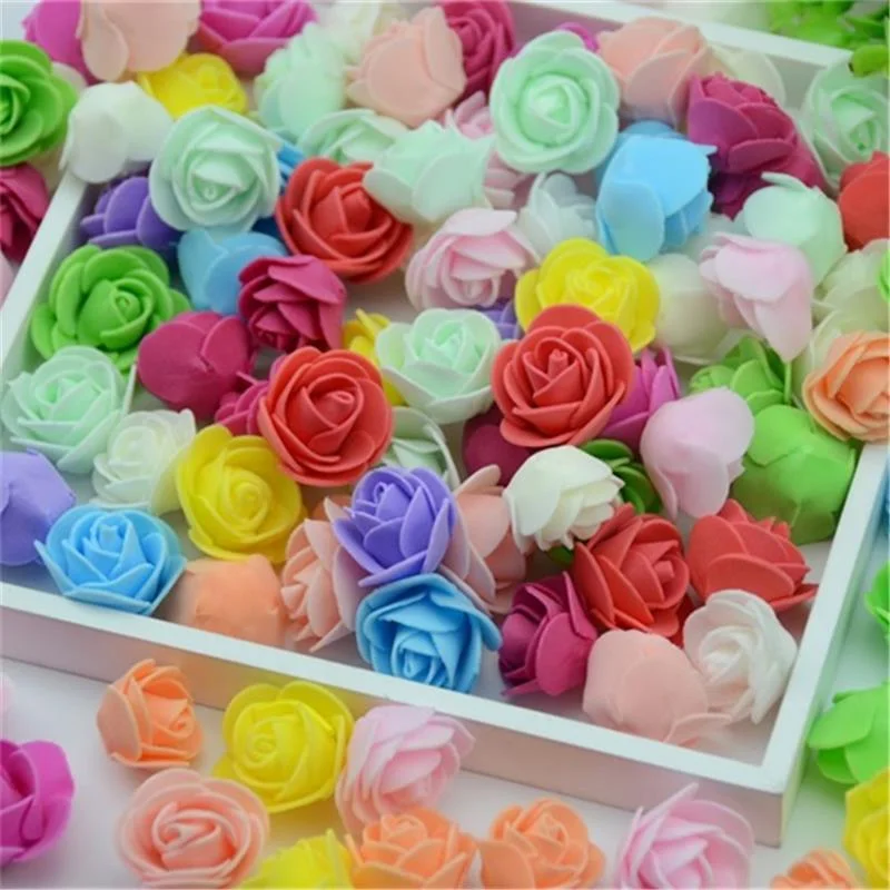 100pcs/lot Mini PE Foam Rose Flower Head Artificial Handmade DIY Wedding Home Decoration Party Supplies Fake Flowers