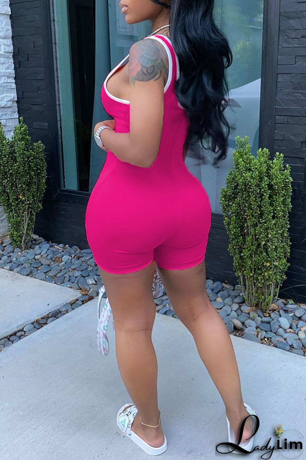 Green Fashion Casual Print Basic U Neck Skinny Romper