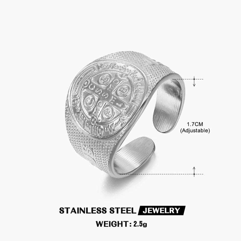 304 Stainless Steel 18K Gold Plated Minimalist Commute Plating Cross Open Ring