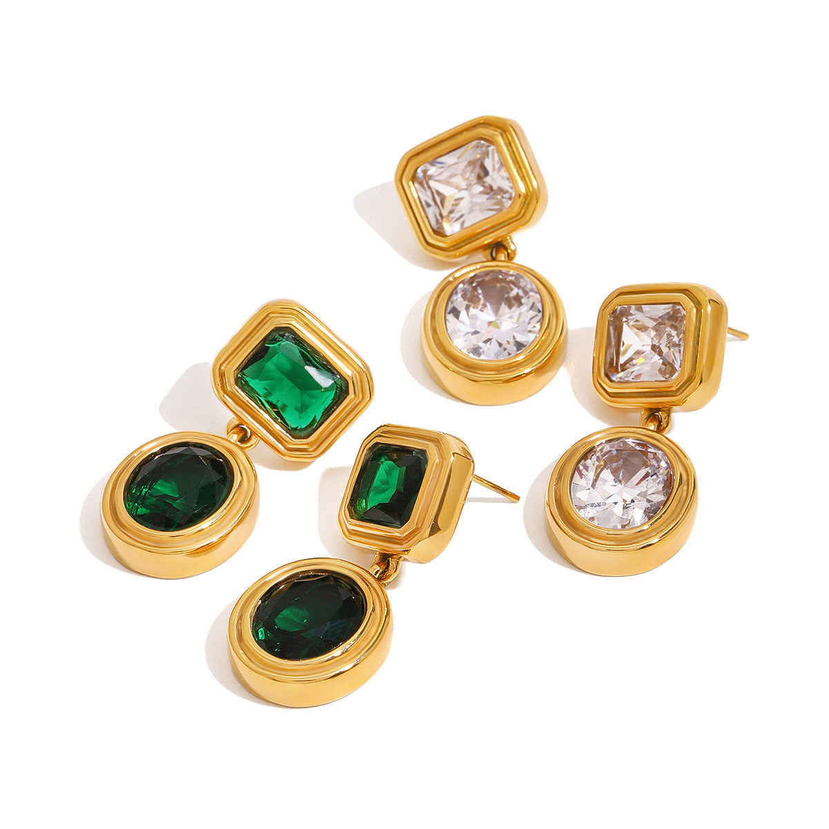 Jie Ding Stainless Steel Zircon Earrings Retro Earrings Titanium Steel Earrings Earrings