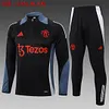 2024/2025 Manchester United Half-Pull Training Suit Black Football Shirt 1:1 Thai Quality