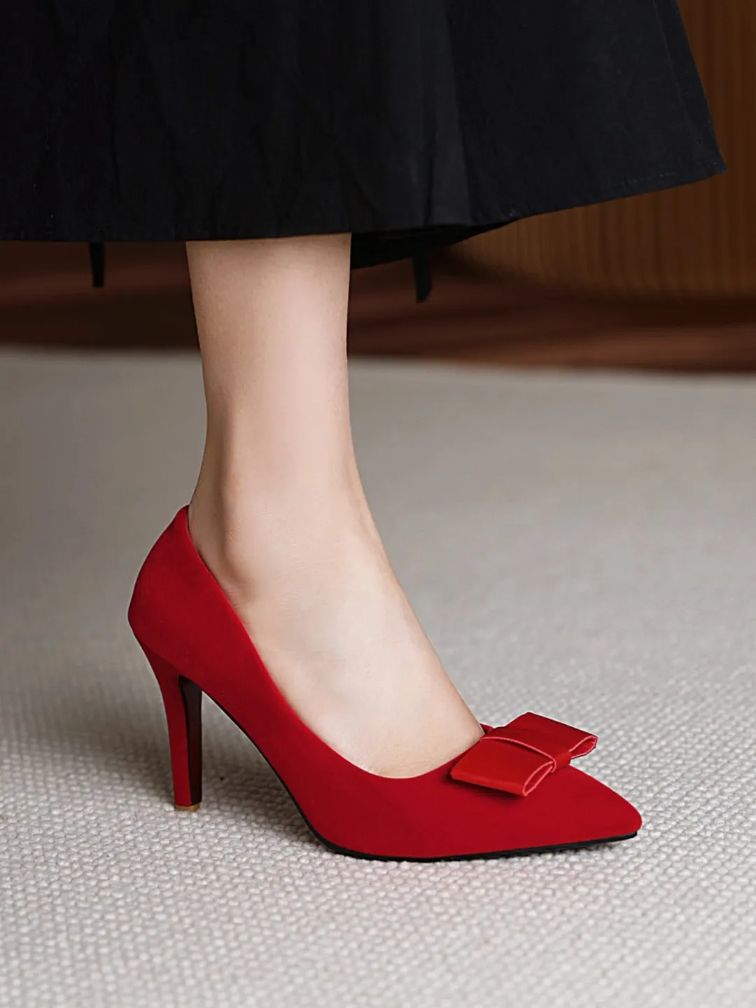 Faux Suede Point Toe Pumps