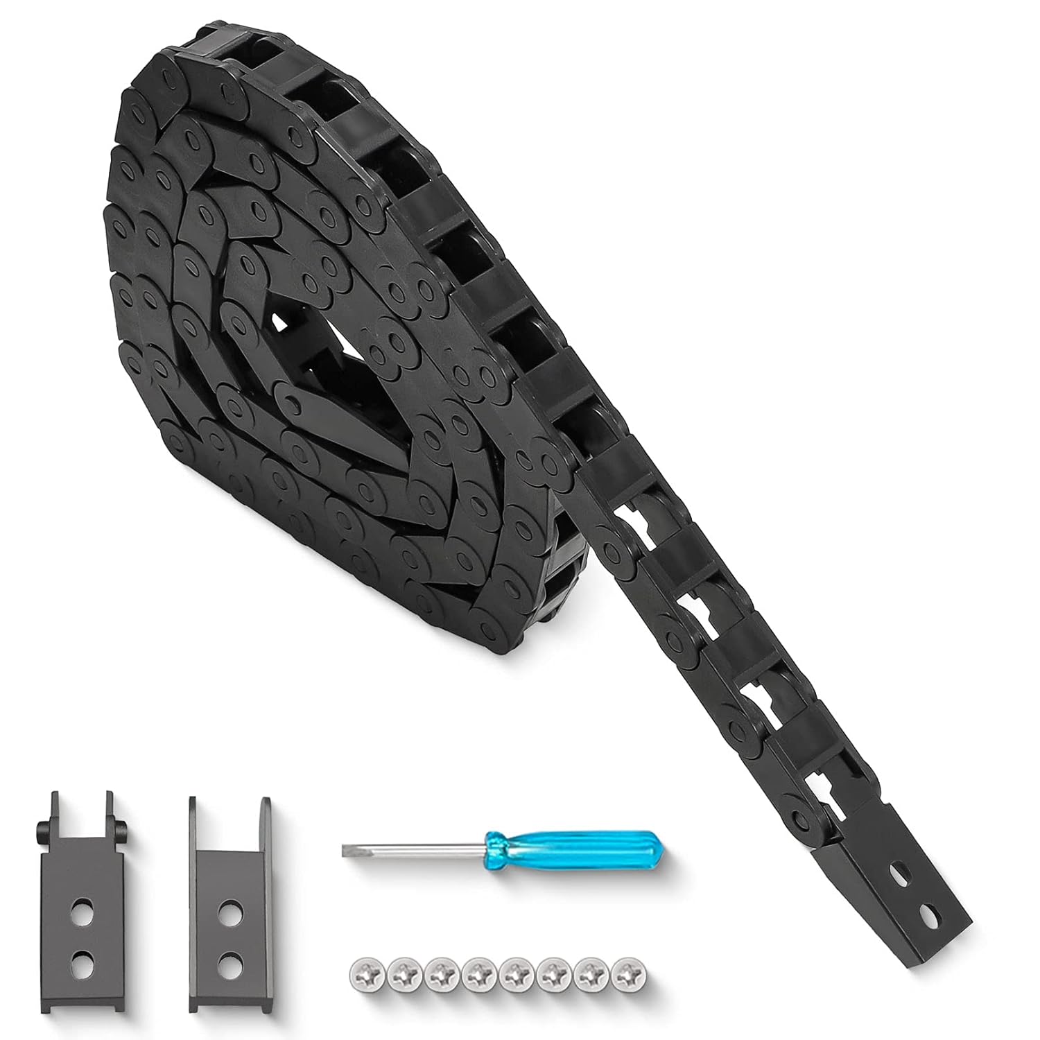 39.3 inch Carrier Drag Chain Cable Wire, Plastic Black Open Type for CNC Router Mill and 3D Printer