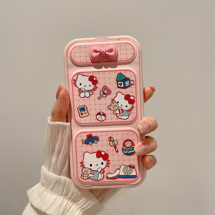 Kawaii Pink Bow Cat Folding Stand Phone Case