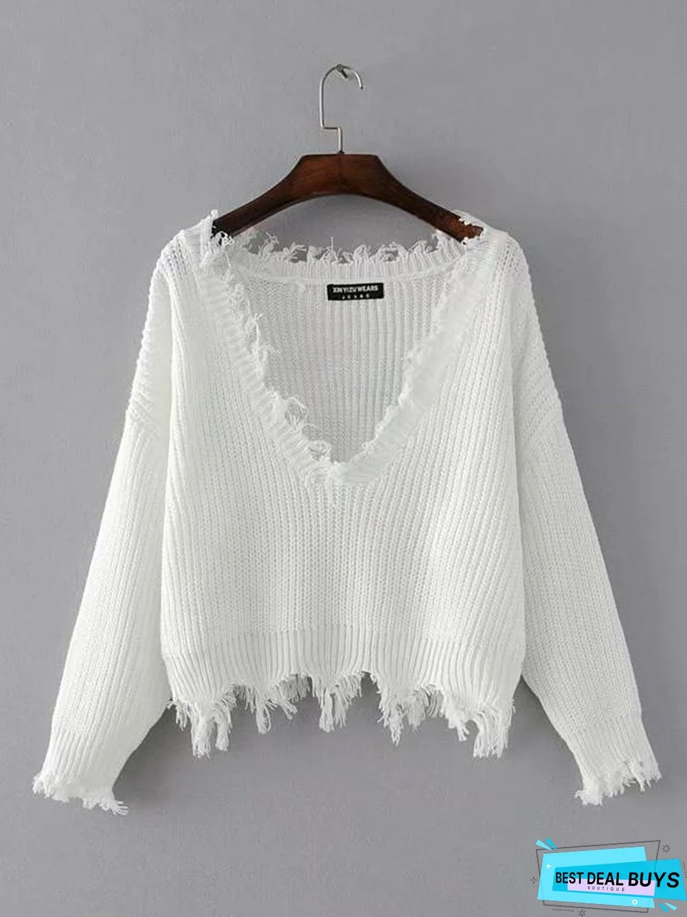 Fashion V-Neck Backless Knitting Sweater Tops