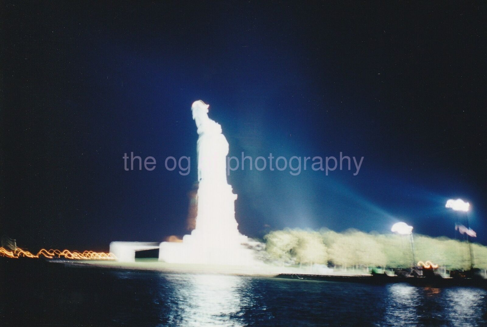 Blurry STATUE OF LIBERTY At Night FOUND Photo Poster painting ColorOriginal 94 13