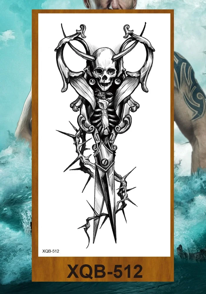 Hot Sale Temporary Tattoos Stickers Night Demon Sword Snake Men Women Girl Flower Arm Body Leg Chest Fake Tatoo Waterproof DIY