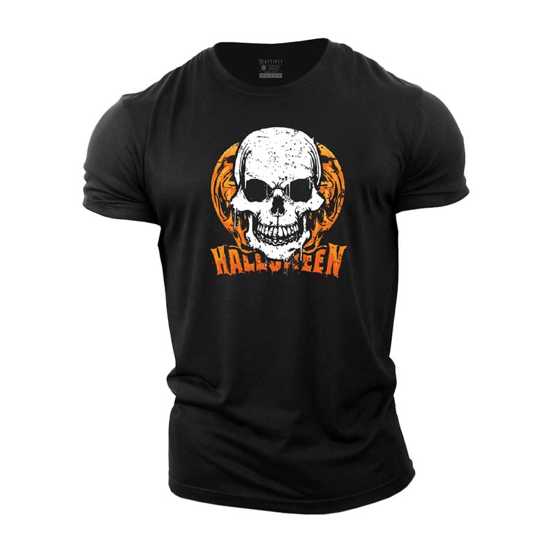 Cotton Halloween Skull Graphic T-shirts tacday