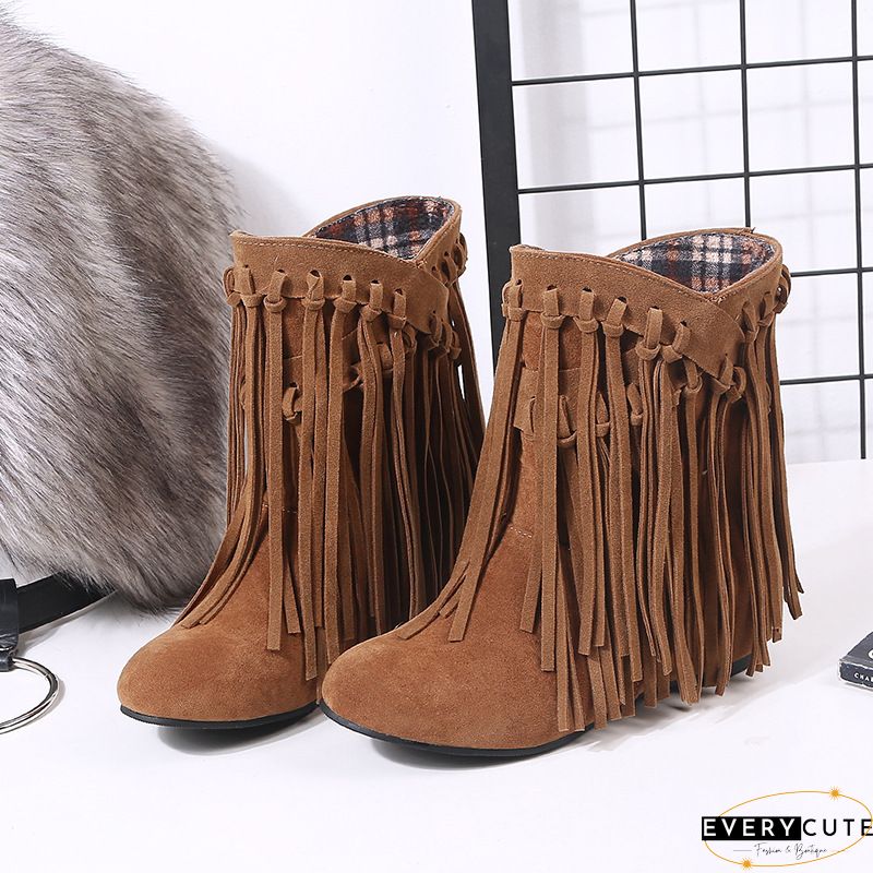 Tassel Wedge Heel Zipper Shoes