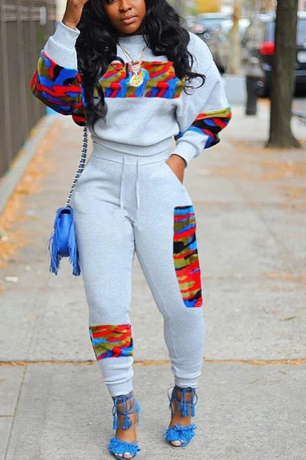 Fashion Patchwork Bandage Print Suit
