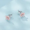 925 Sterling Silver Sakura Flower Stud Earrings 