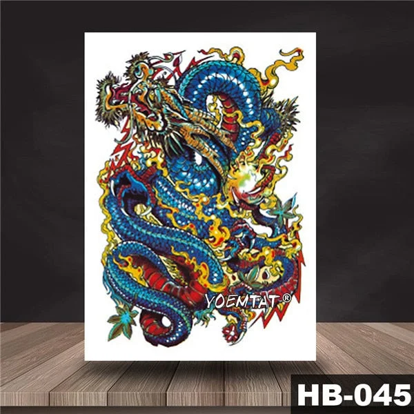 Waterproof Temporary Tattoo Sticker Black color dragon pattern tattoo Water Transfer Skull body art fake tattoo For Women Men