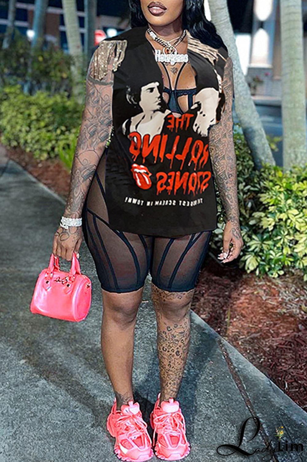 Brown Fashion Casual Print Tassel Patchwork V Neck T-Shirts