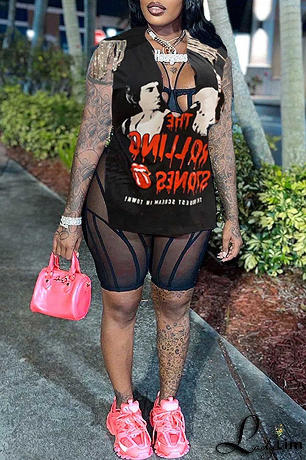 Brown Fashion Casual Print Tassel Patchwork V Neck T-Shirts