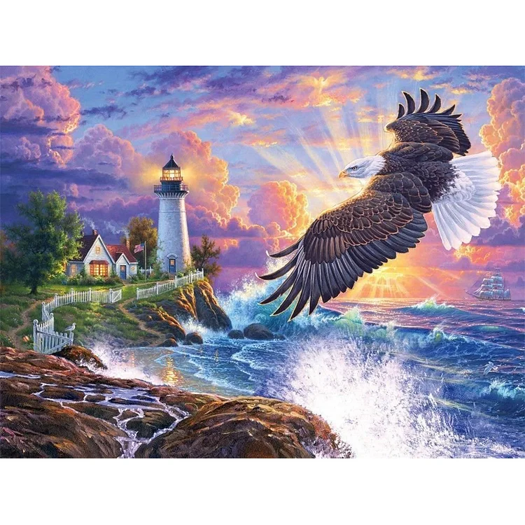 『YiShu』Eagle Lighthouse - 11CT Stamped Cross Stitch(60*45cm)