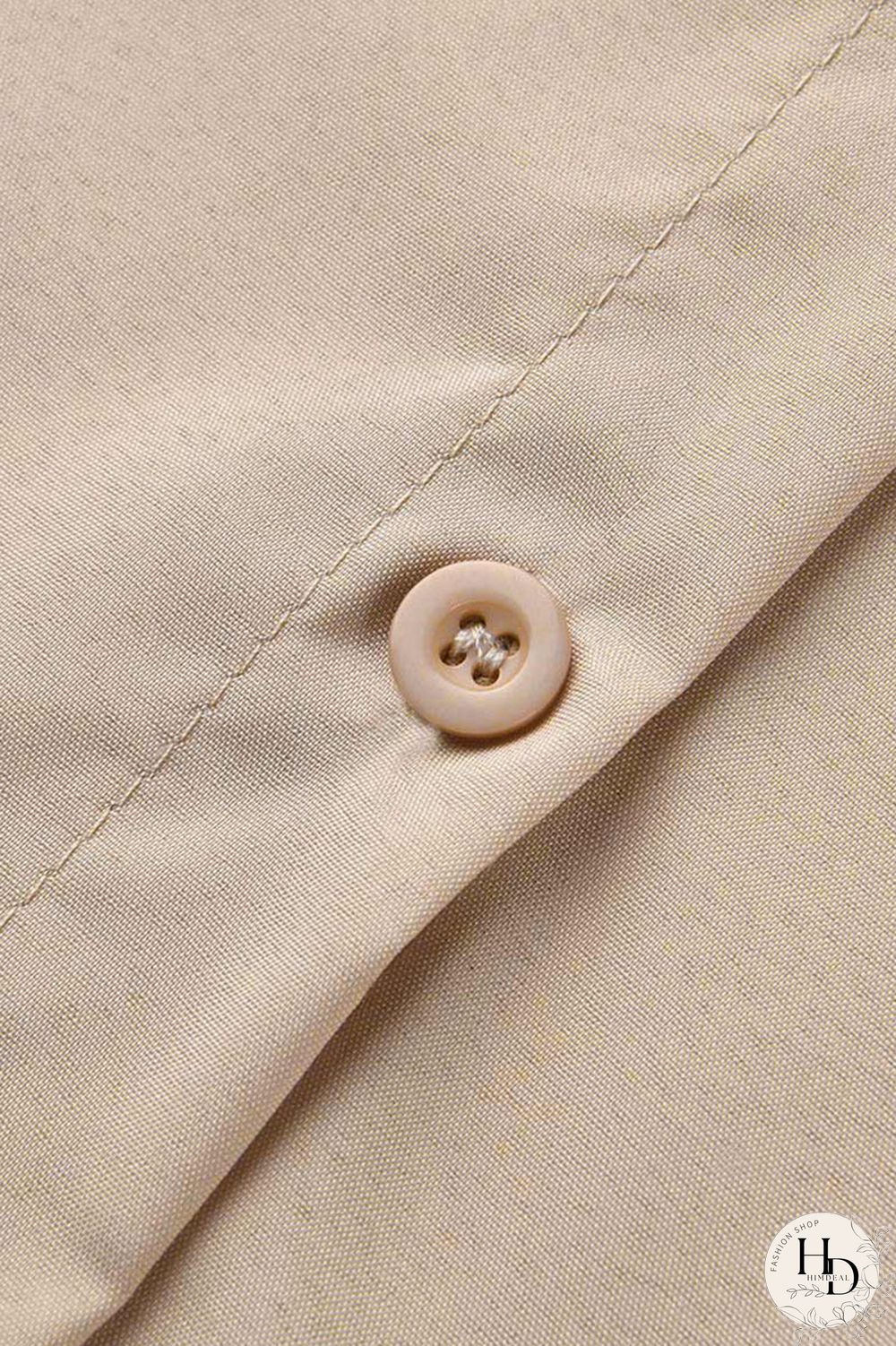 Khaki Casual Solid Patchwork Buckle Turndown Collar Tops