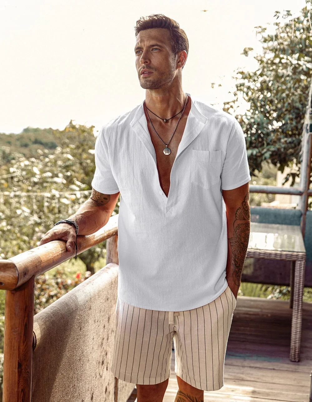 Linen Style Beach Button Shirts
