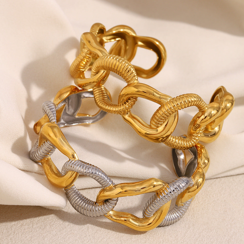 Fashionable And Simple Niche Design High-End Hand Jewelry Stainless Steel Plated 18K Gold Large Chain Bracelet For Women