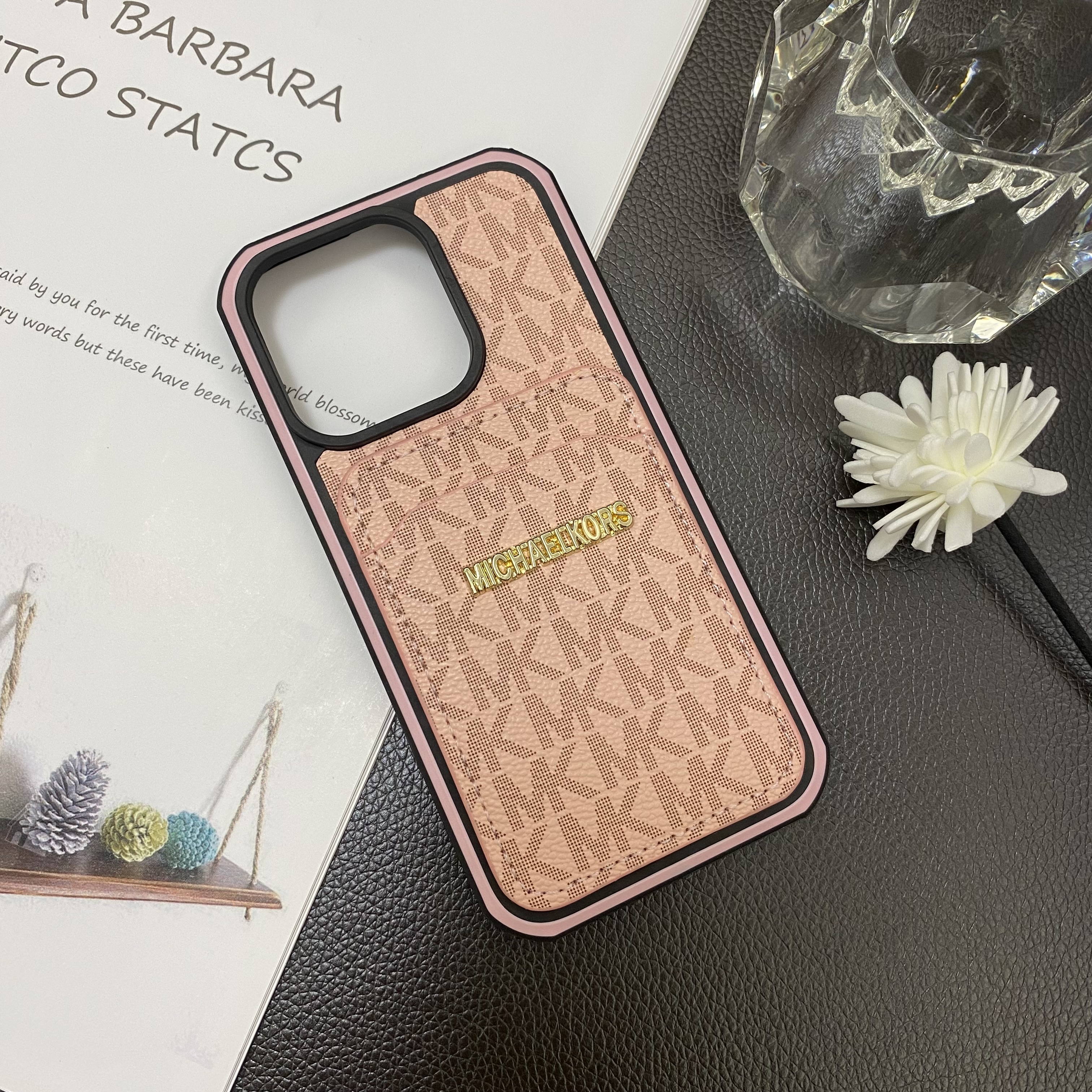 Luxury MK Back Card Slot Leather Apple iPhone Case