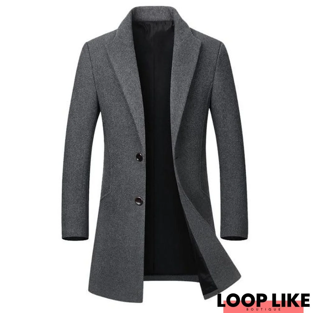 Men's High-Quality Wool Coat Casual Slim Collar Wool Coat Cotton Collar Trench Coat Winter Wool Jacket