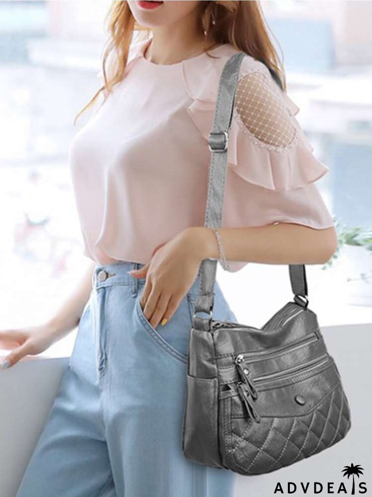 Snap Button Design Pocket Front Design Square Bag