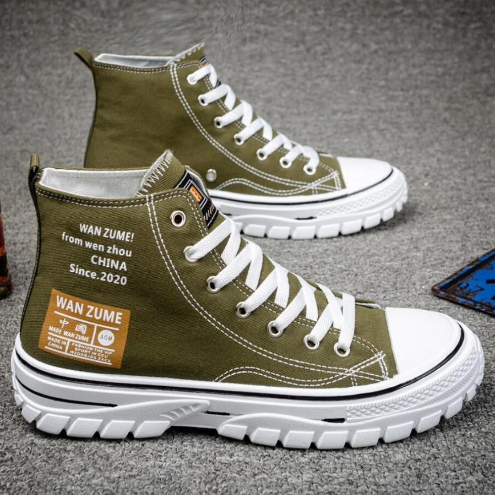 Men's Canvas Shoes High Top Flat Shoes for Men Black White Sneakers Non-slip Shoes Canvas Sneakers Sneakers for Men Casual Shoes