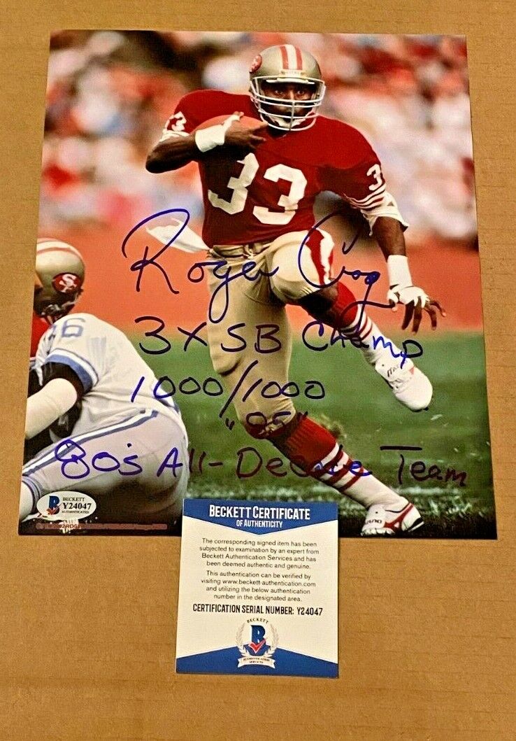 ROGER CRAIG SIGNED 8X10 Photo Poster painting W/3 INSCRIPTIONS BECKETT CERTIFIED 49ERS