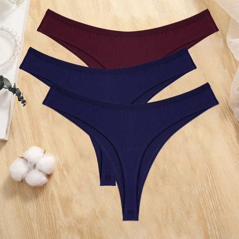FINETOO 3PCS/Set Cotton G-string Women Lingerie Panties S-XL Thong Femmale Underwear Sexy Pantys Underpant Intimate Thong Girl
