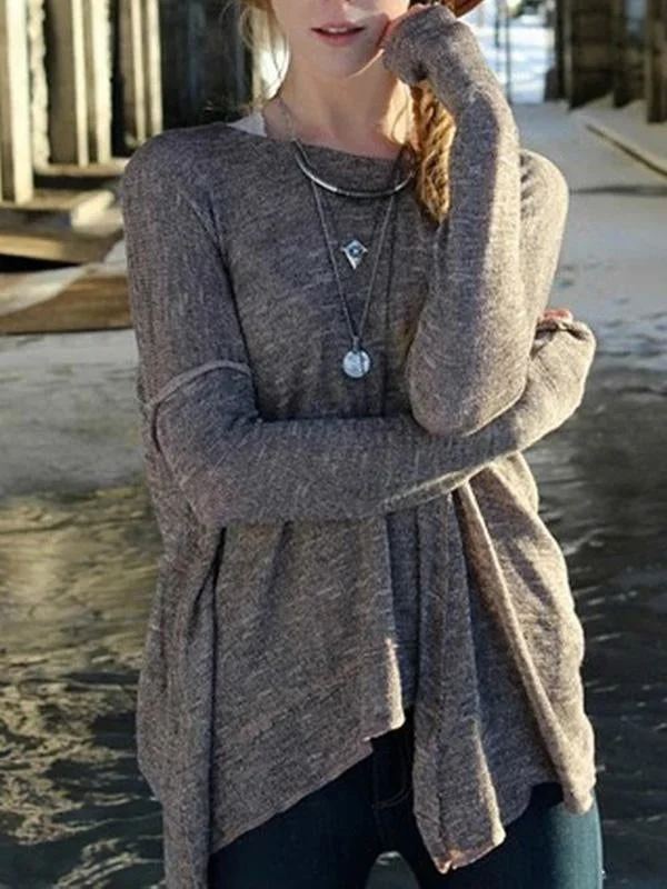 Loose Long Sleeves Backless Sweater Tops