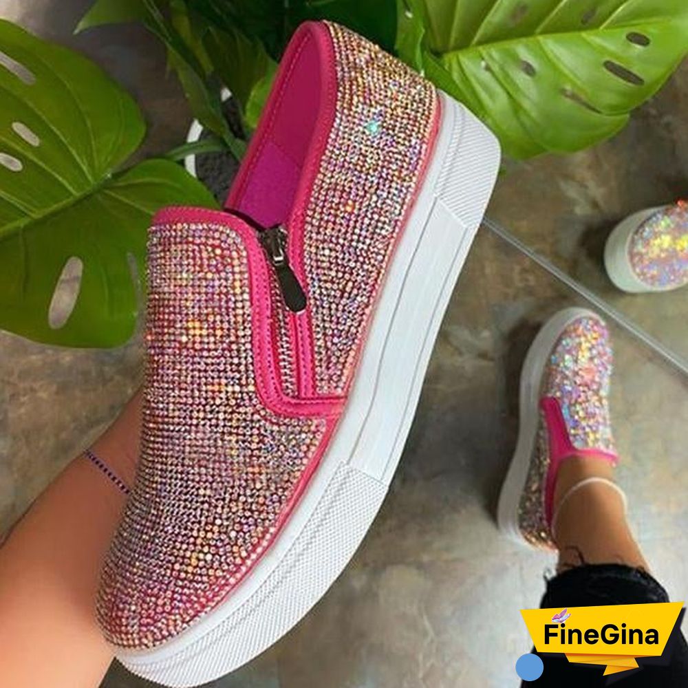 Sexy Zipper Round Toe Sneakers