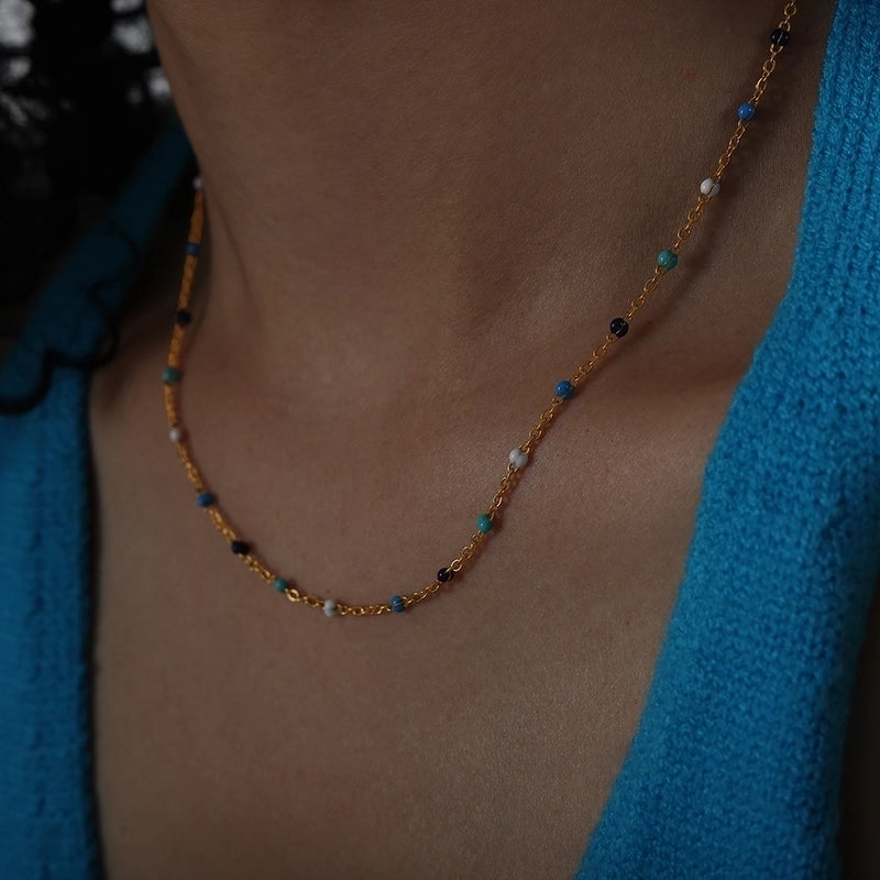 Bohemian Colorful Titanium Steel Enamel Plating 18k Gold Plated Bracelets Necklace