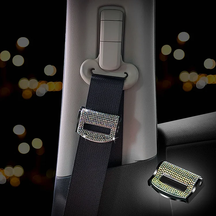 2Pcs Universal Rhinestone Decor Bling Car Safety Seat Belt Buckle Clip 