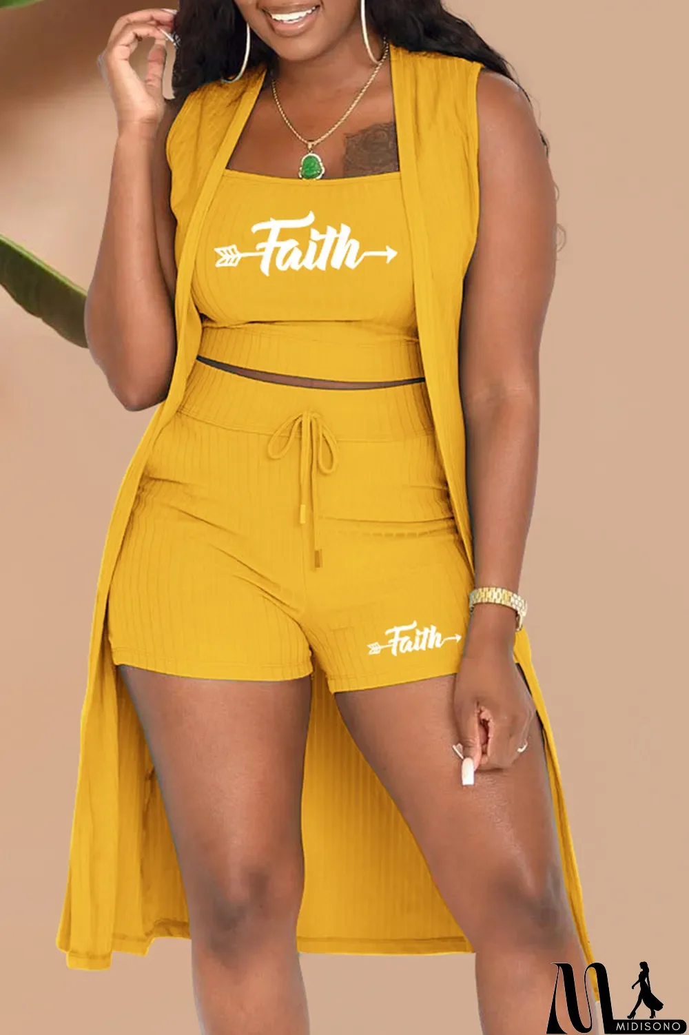 MidiSono - Pink Fashion Print Patchwork Strapless Sleeveless Three Pieces