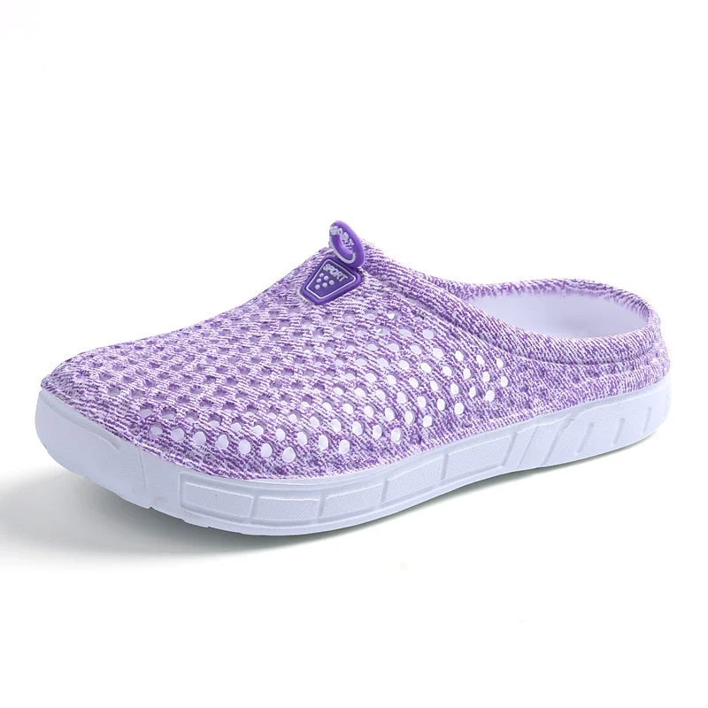 Summer Cool Slippers Net Cloth New Bird's Nest Hole Beach Shoes Shoes Large Size Non-Sliding Lazy Half Slippers