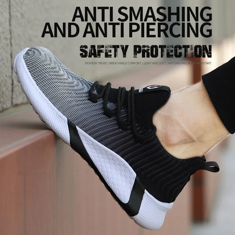Men Safety Work Shoes with Steel Toe Cap Puncture-Proof Walking Felt Boots Insulation 6KV Lightweight Breathable Fashion Sneaker