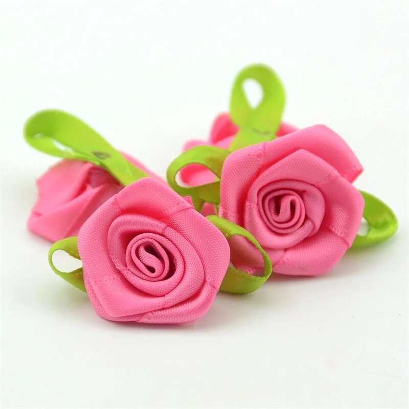 20PCS 3CM Satin Ribbon Artificial Silk Rose Flower Heads For Wedding Decoration Handmade DIY Gift Box Craft Scrapbooking