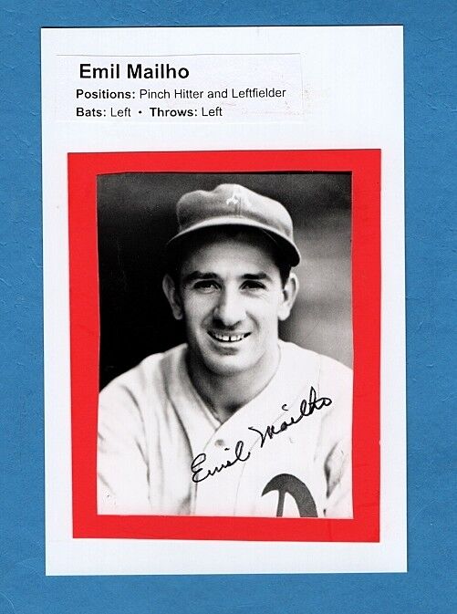 1936 EMIL MAILHO-PHILADELPHIA A'S 4X6 AUTOGRAPHED GLOSSY Photo Poster painting-(d.2007)