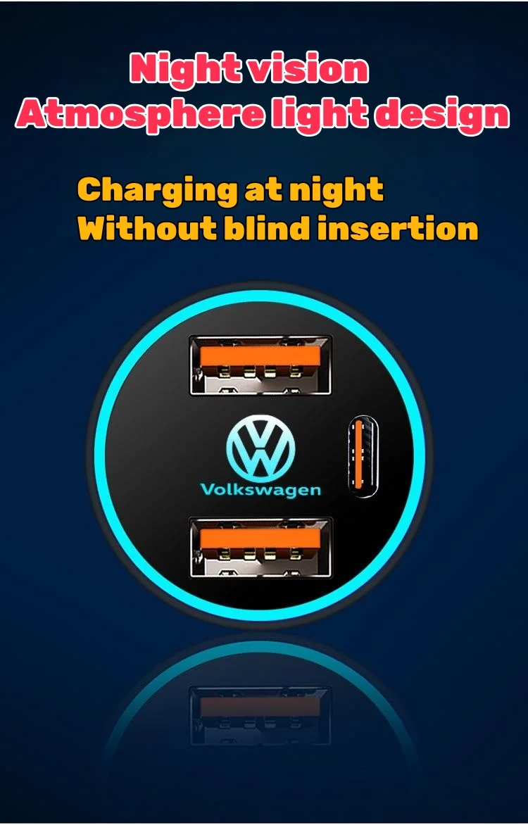 Car logo fast charging car cigarette lighter conversion plug charger