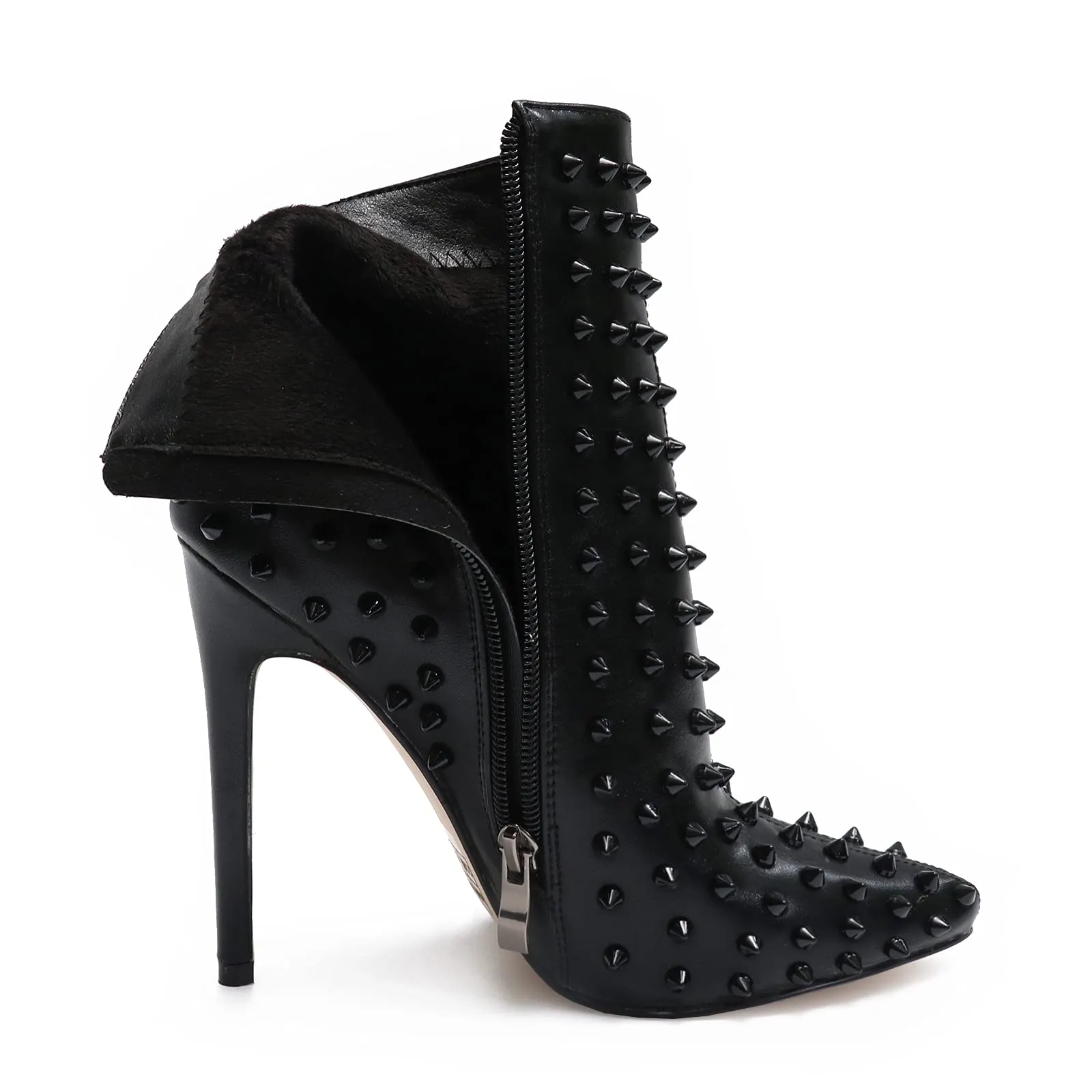 4.72" Women's Ankle Boots with Rivets Closed Pointed Toe Stilettos Boots-vocosishoes