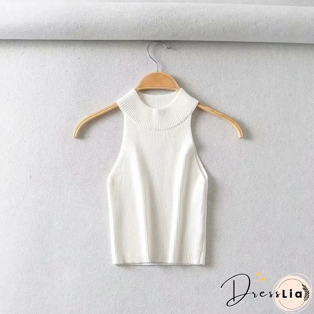 Summer New Sexy ladies tops slim crop elastic solid color narrow shoulder vest black women