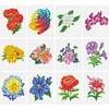 12pcs Flower DIY Mini Round Diamond Painting Set Decor No Frame 15x18cm
