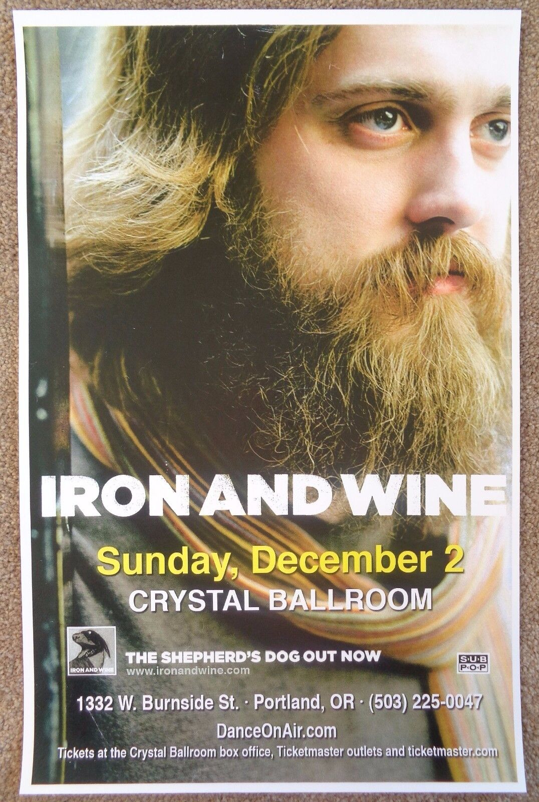 IRON AND WINE 2007 Gig POSTER Portland Oregon Concert