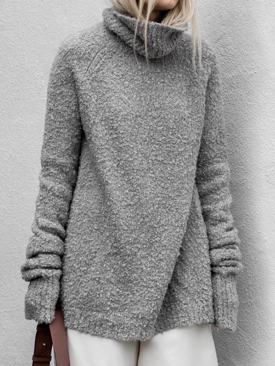 Women Casual Tops Tunic Cowl Neck Sweater