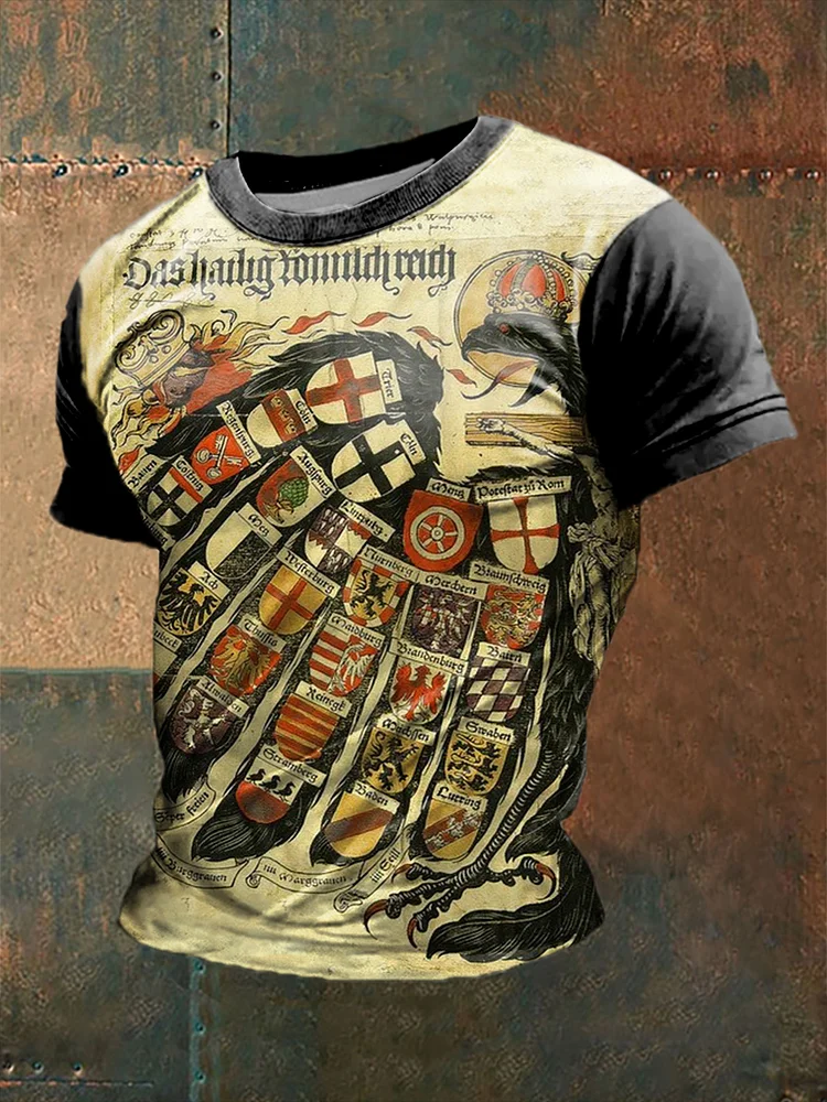 Heiliges R&ouml;misches Reich deutscher Adler bedrucktes Kurzarm-T-Shirt f&uuml;r M&auml;nner