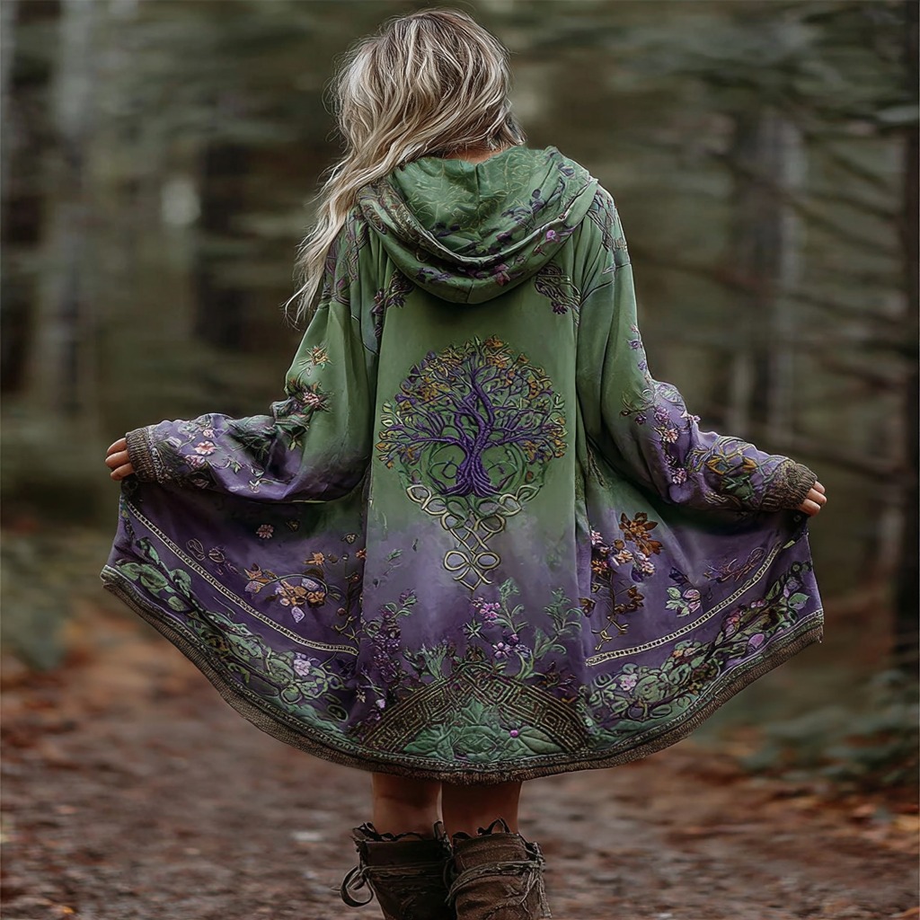 Women's Viking Tree Of Life Cozy Warm Cardigan Jacket